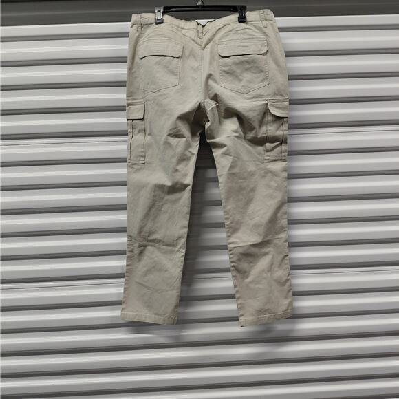 Mens Belted Cargo Work Pants 40W x 30L Beige Cotton Utility Pockets Ashly Heroe - Picture 3 of 7